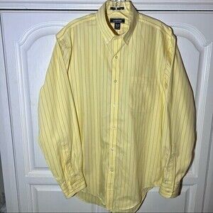 Land’s End Men’s Button Down Shirt 100% Cotton, Size 15-33 Yellow with stripes *